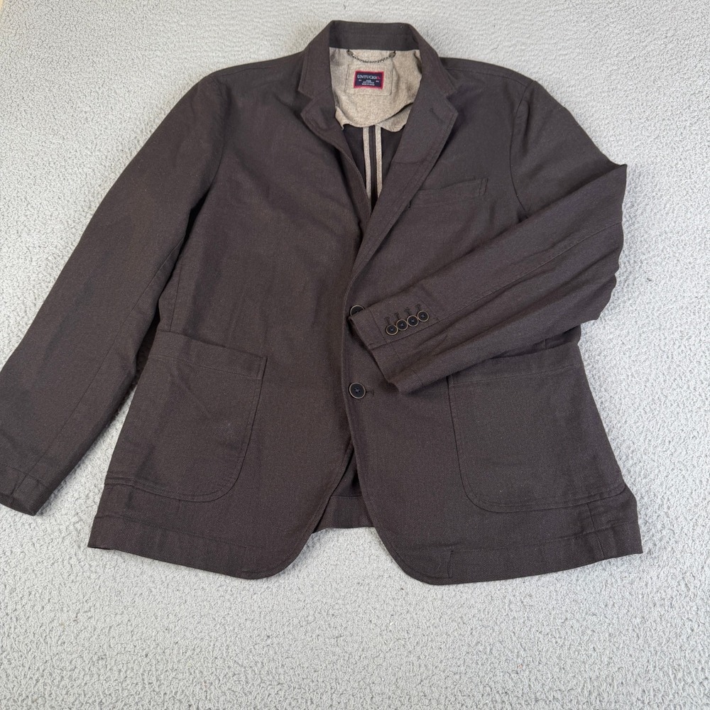 Untuckit Blazer Mens 44R Brown Cotton Two Button Sport Coat Unstructured
